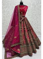 Velvet Pink Bridal Wear Embroidery Work Lehenga Choli